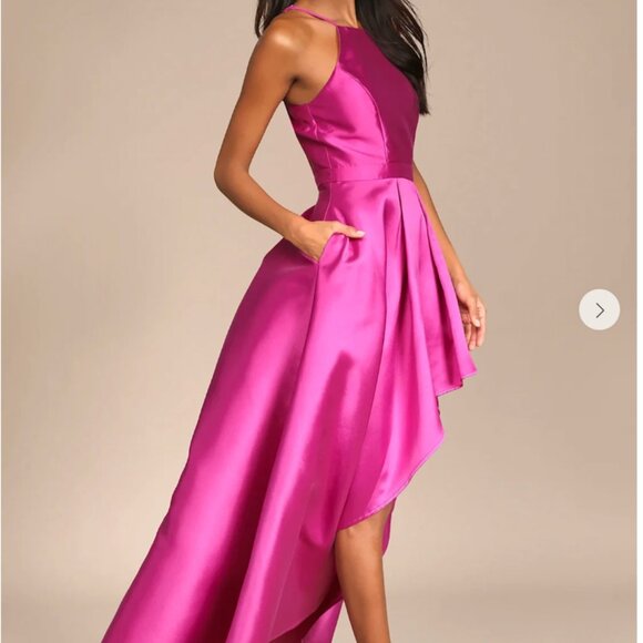 Broadway Show Magenta High-Low Gown - Picture 2 of 2